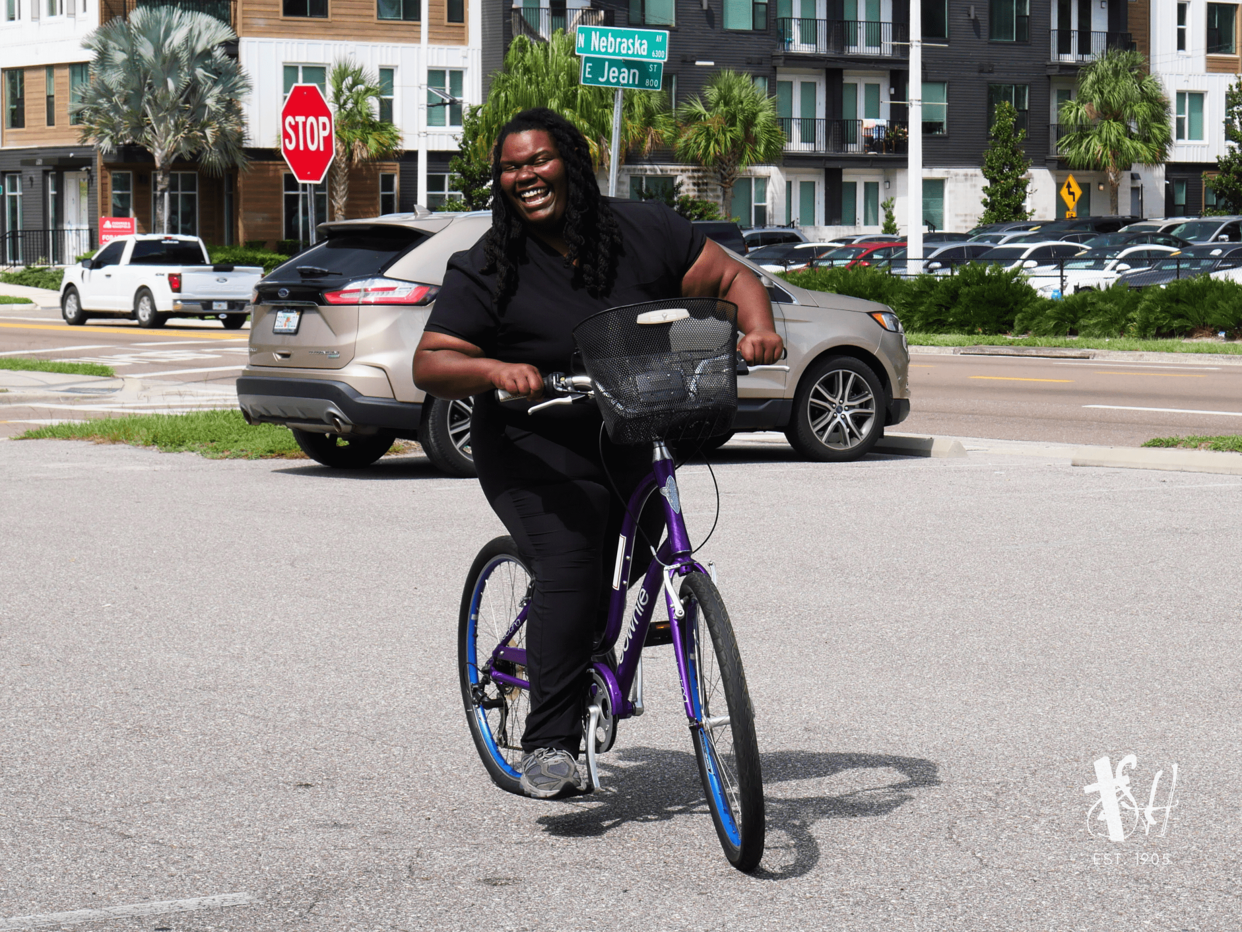 Jones excitedly rides her new bike. | Photo from Bikes from the Heart.