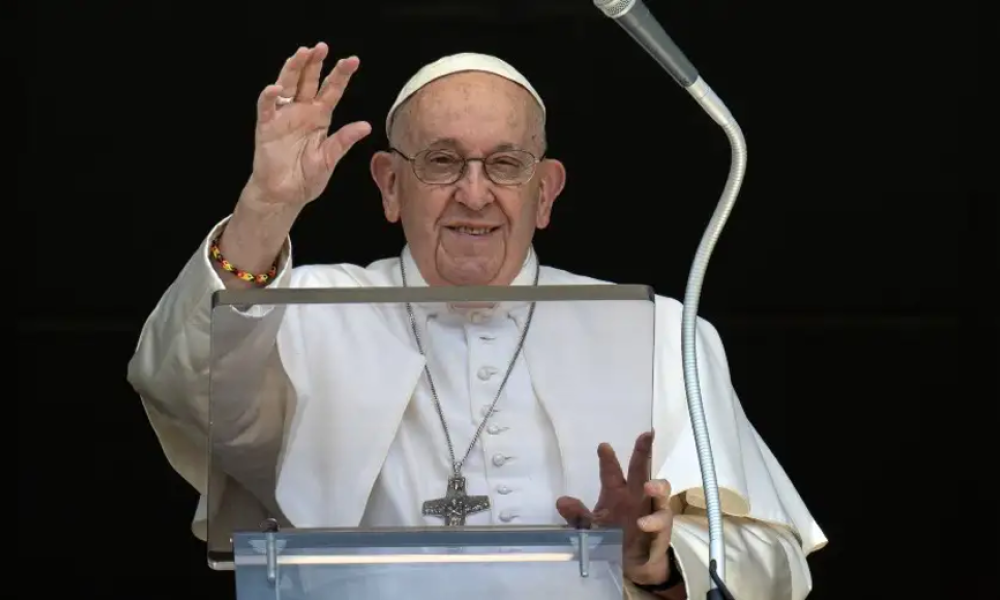 Pope Francis at the Angelus from St. Peter's, July 9, 2023. Vatican News