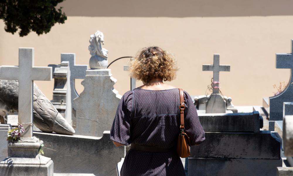 Woman in cemetery