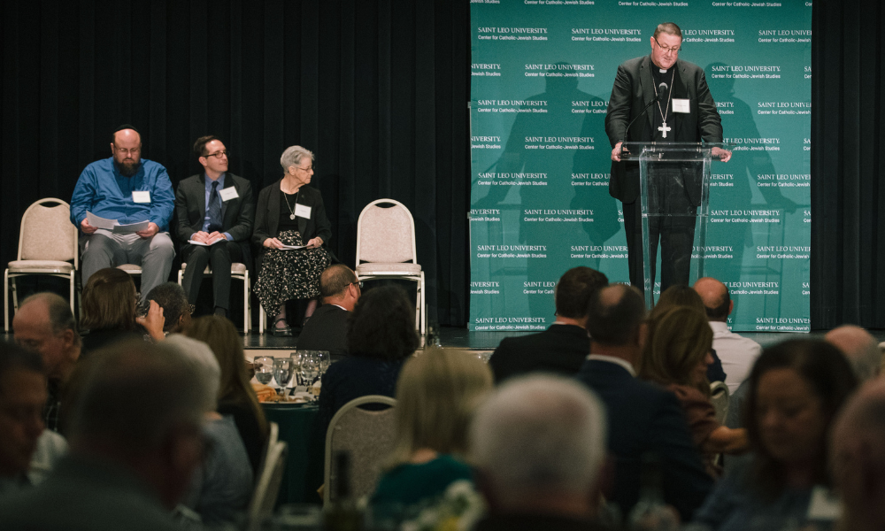 Bishop Gregory Parkes welcomes those in attendance and expresses support for Jewish brothers and sisters. Courtesy Photo.