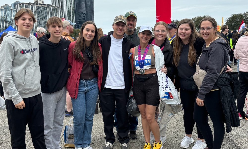 Nicole Bubolz with her family after the race