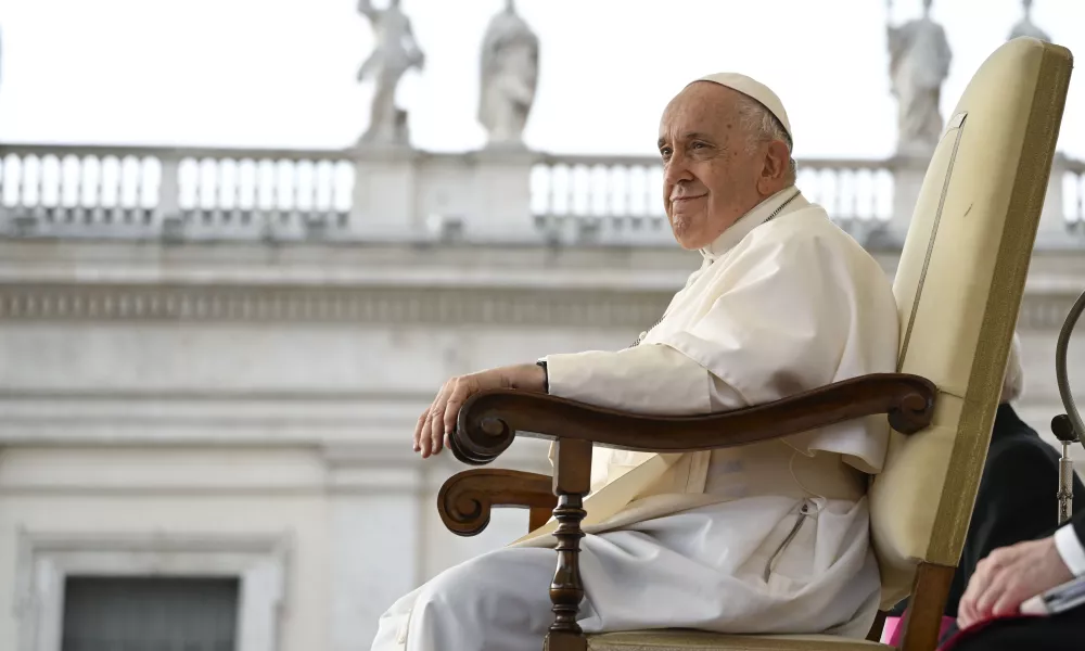 Pope Francis presides over his weekly general audience in St. Peter's Square at the Vatican on Oct. 18, 2023. Photo by Vatican Media