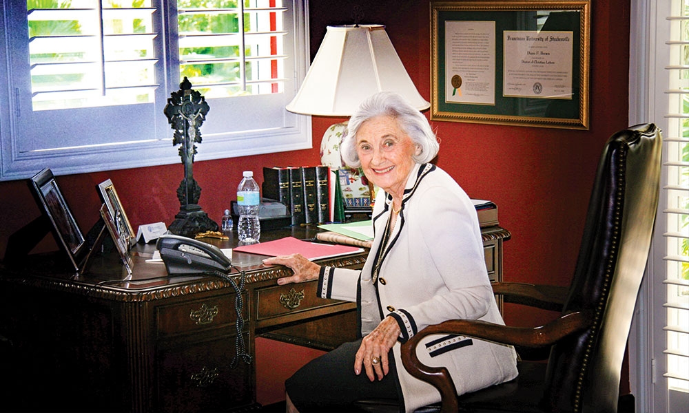 Diane Brown pictured at her desk