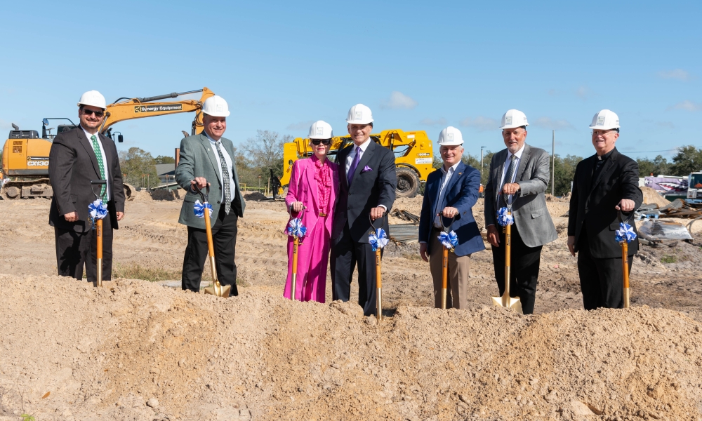 Tampa Catholic High School held a historic groundbreaking ceremony for its new $17.6 million Bellini Center for the Arts on Thursday, January 25, 2024. | Photo by Sidney Oster Photography