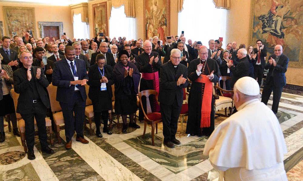 Pope Francis meets with members of the Pontifical Academy for Life, who are having their general assembly in Rome, at the Vatican Feb. 12, 2024. | Photo by CNS/Vatican Media