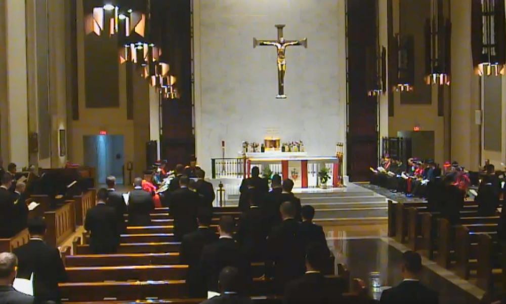 Inside of the chapel at St. Vincent de Paul Regional Seminary | Photo from St. Vincent de Paul livestream.