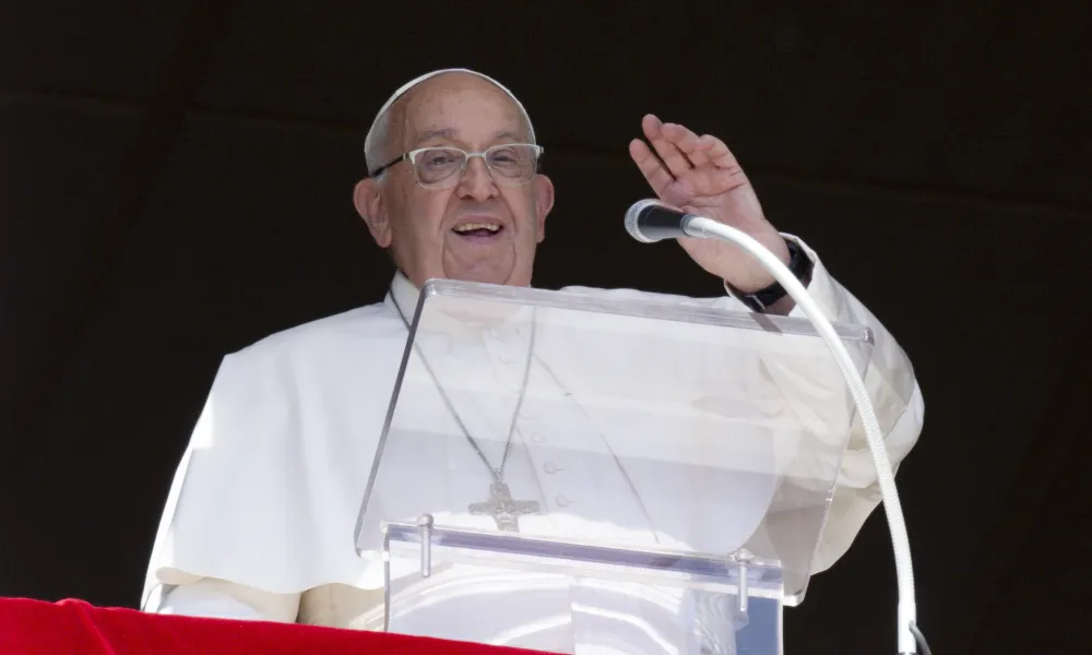 Pope Francis addresses the faithful during the Angelus address in St. Peter’s Square at the Vatican, Sunday, Oct. 13, 2024. | Photo by Vatican Media.