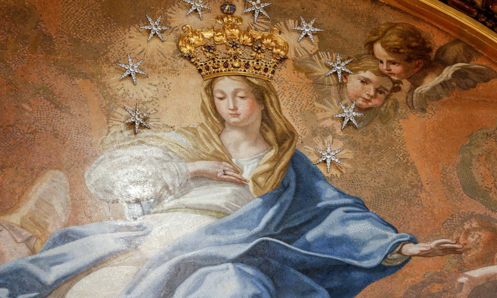 An image of the Immaculate Conception depicting a crowned Mary is seen in the Chapel of the Choir in St. Peter's Basilica at the Vatican | Photo by CNS Photo/Lola Gomez, May 30, 2023.