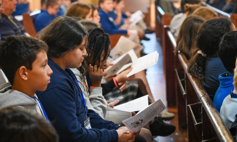 Students at Mass