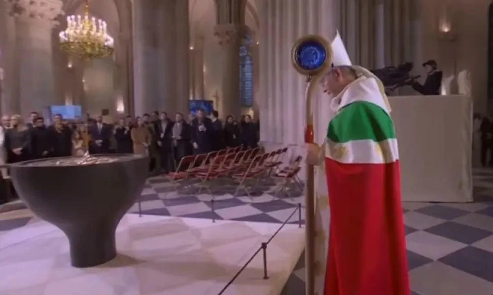 Archbishop Laurent Ulrich presides at the first Mass in the reopened Cathedral of Notre Dame on Dec. 8, 2024. | Photo by EWTN/Screenshot