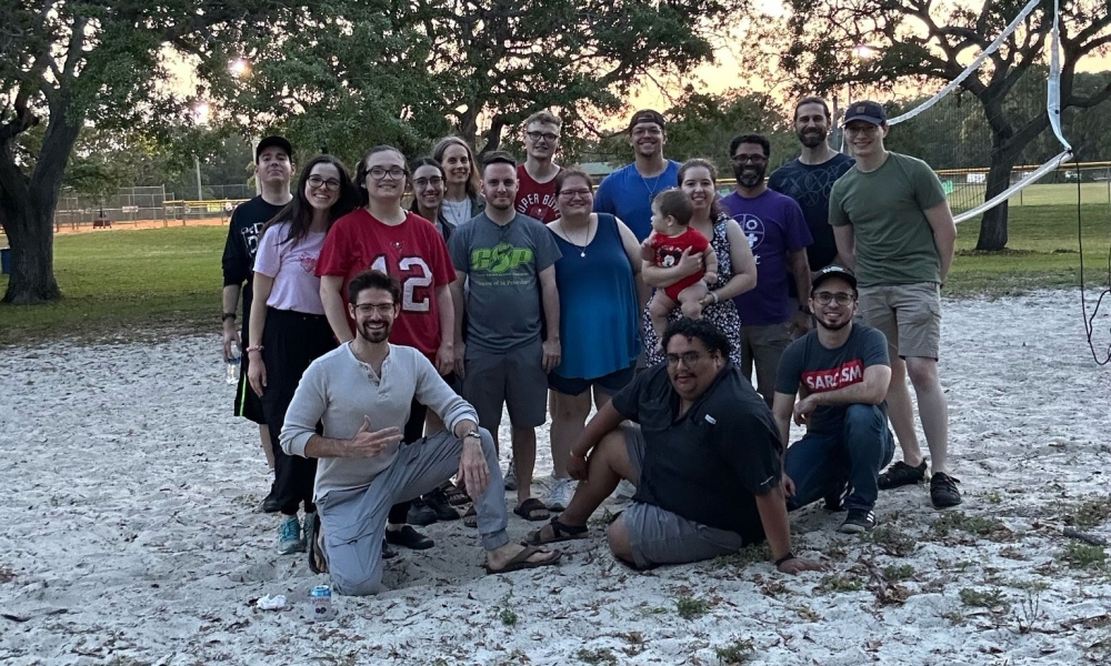 The young adult group gathered to celebrate the 1 year anniversary of the group. | Courtesy photo.