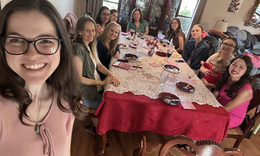 Women from the young adult group gathered for Valentine's Day in 2025. | Courtesy photo.