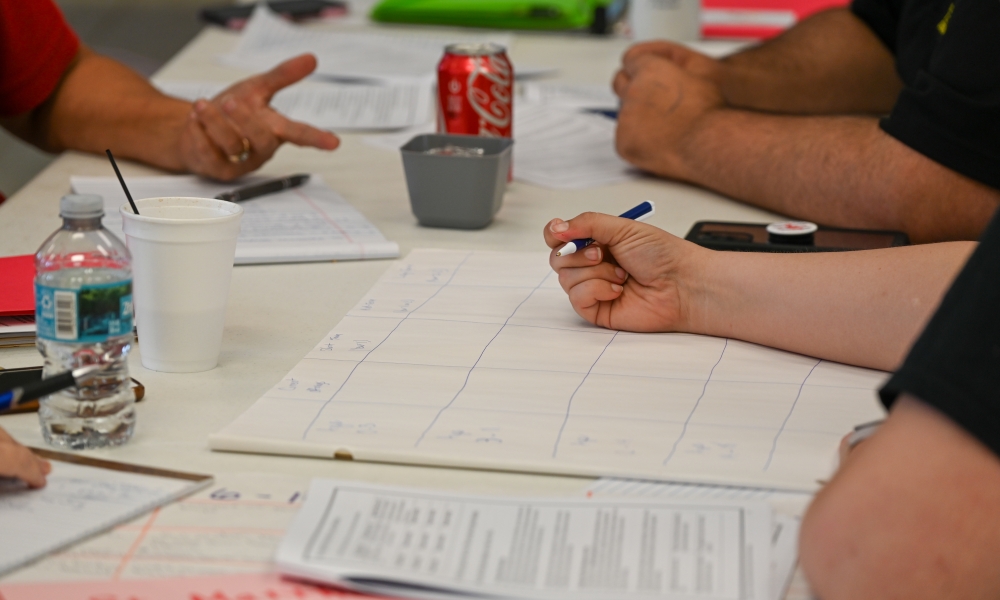 A parish group works together at the Parents and Families at the Center of Faith Formation workshop on May 31, 2025. | Photo by Brittany DeHaan.