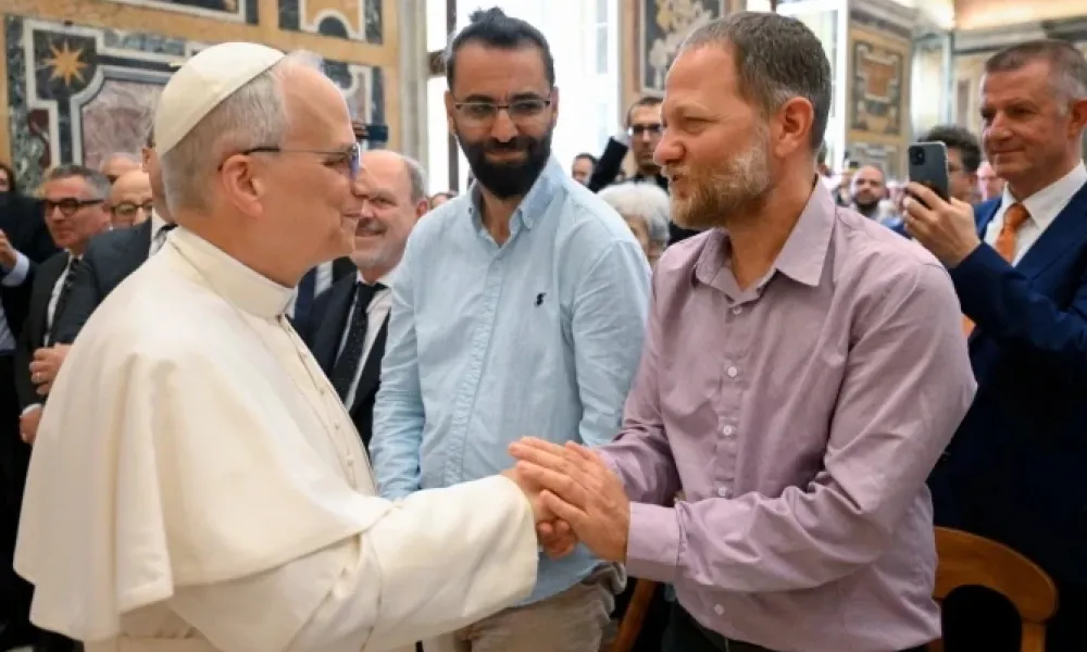 Pope Leo XIV welcomes representatives of various peace movements to the Vatican on May 30, 2025. | Photo by Vatican Media.
