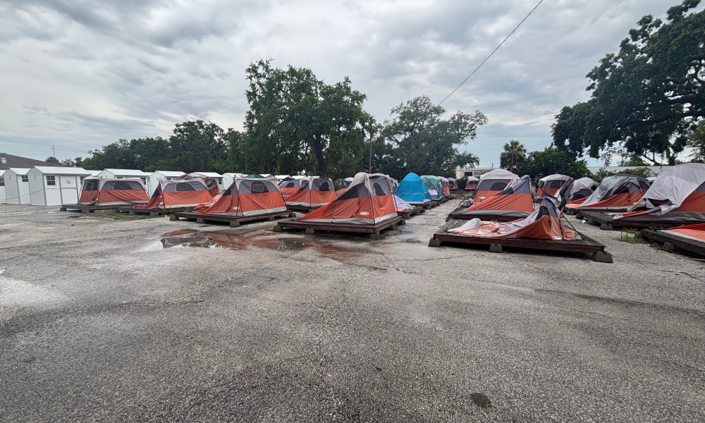 Damaged tents