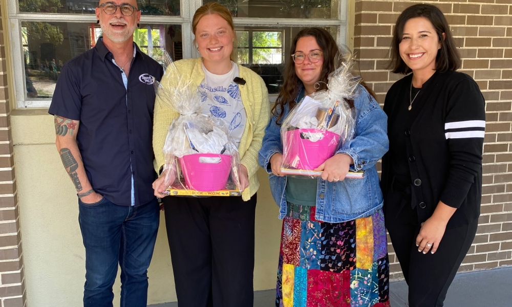 The morning show gave gift baskets to two teachers. | Courtesy Photo.