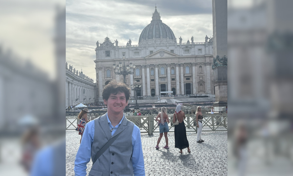 Israel Lefevers in front of St. Peter's Basilica in Rome. | Courtesy Photo.