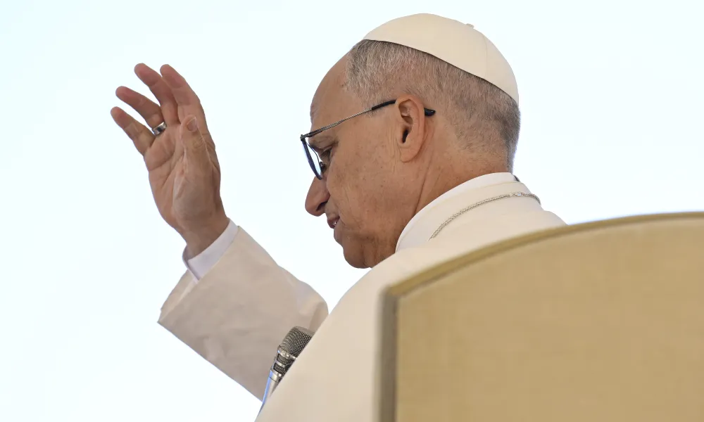 Pope Leo XIV blesses pilgrims in St. Peter's Square during an audience for the Jubilee of Hope on Oct. 4, 2025. Credit: Vatican Media.