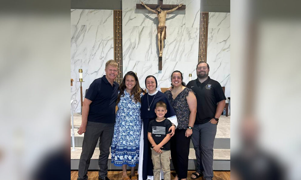 Sister Ancilla Pacis visits St. Peter the Apostle Catholic Church with family members. | Photo from St. Peter the Apostle.
