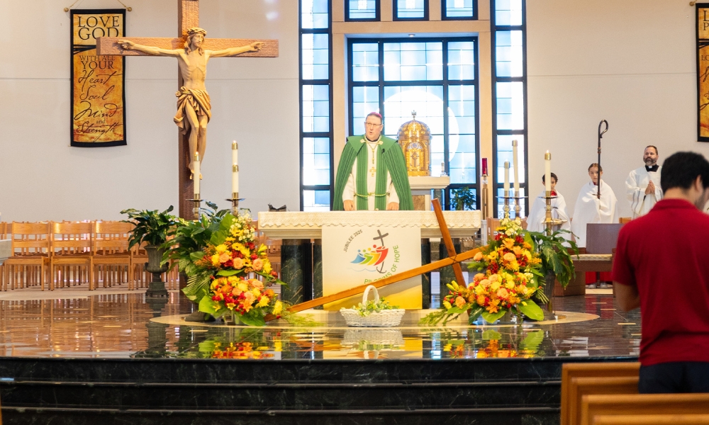 Bishop Parkes at the altar in the Cathedral of St. Jude the Apostle