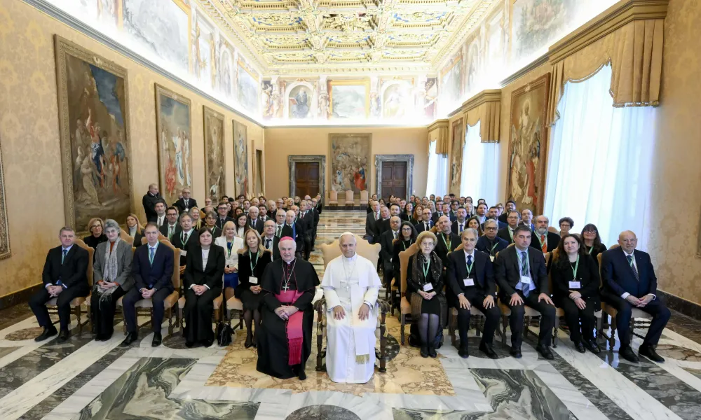 Pope Leo XIV meets with members of the Centesimus Annus Pro Pontifice Foundation and the Strategic Alliance of Catholic Research Universities on Dec. 5, 2025. Credit: Vatican Media