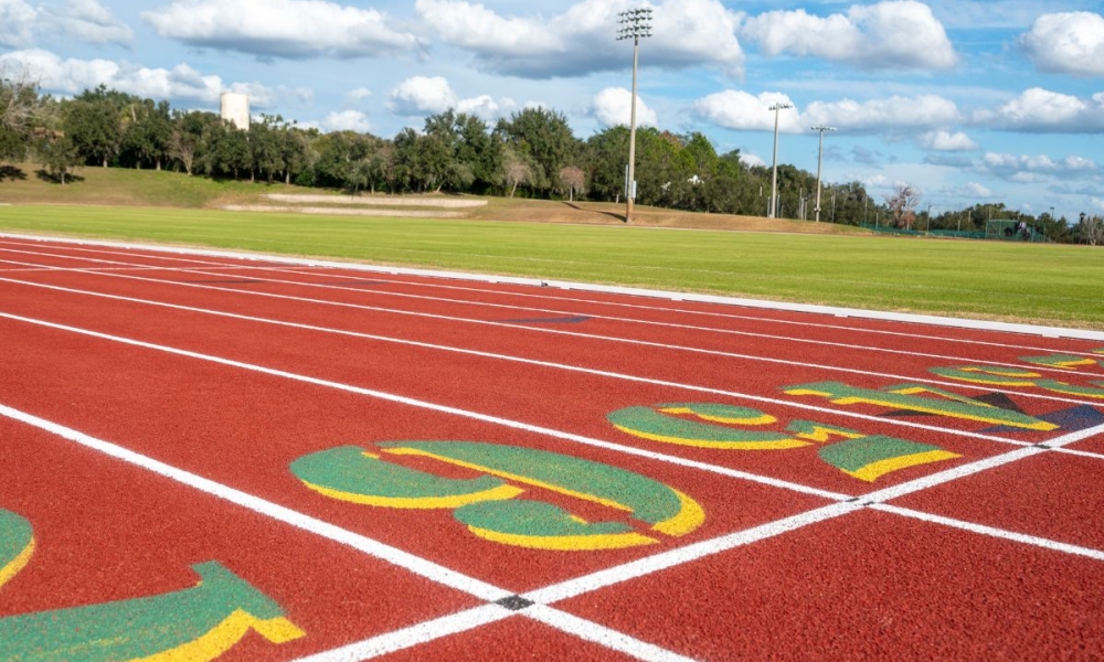 New eight-lane, 400-meter track at Saint Leo University.