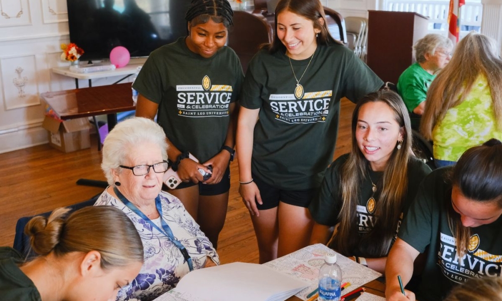 Saint Leo University students during a 2025 service event.