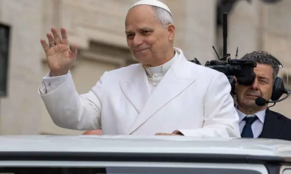 Pope Leo XIV at the general audience on April 1, 2026, Holy Wednesday, in St. Peter’s Square at the Vatican. | Credit: Daniel Ibáñez/EWTN News