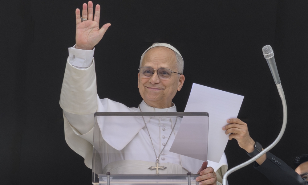 Pope Leo XIV greets the faithful in St. Peter’s Square at the Vatican, Sunday, April 12, 2026. | Credit: Vatican Media
