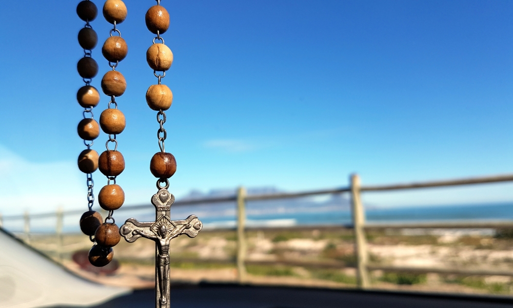 Rosary in car
