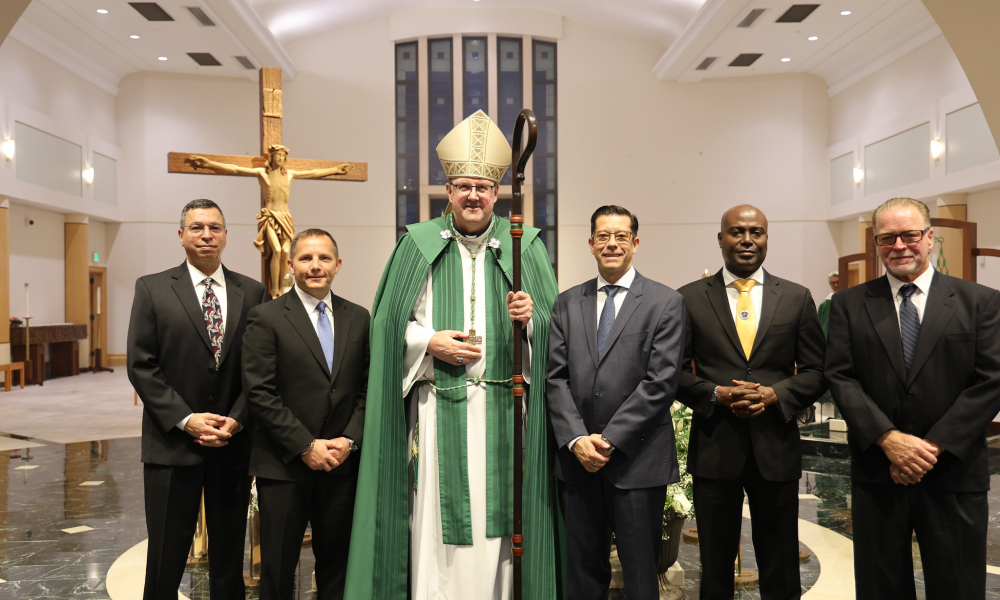 The five candidates with Bishop Gregory Parkes