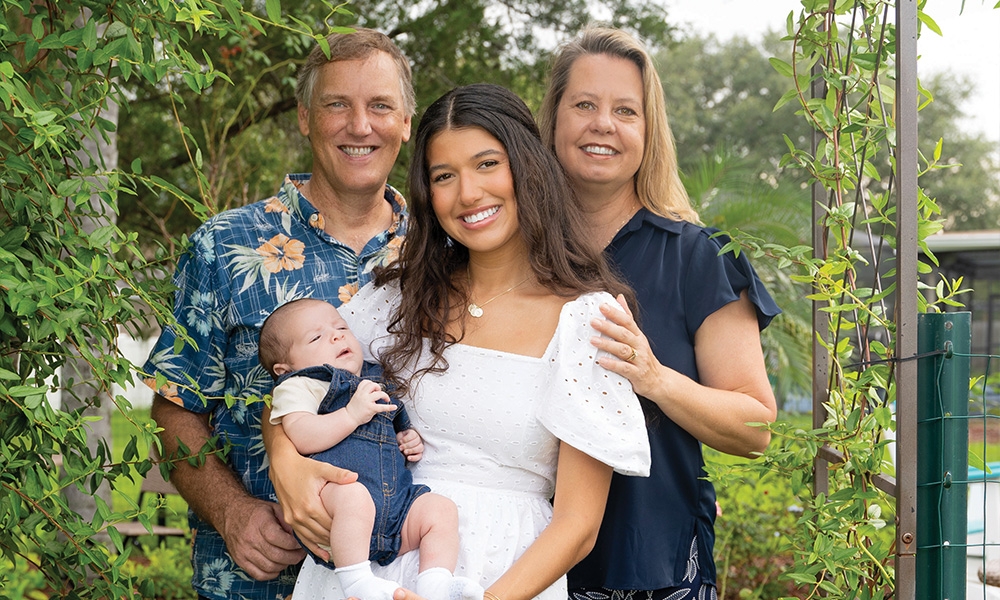 Mariana Kuhlman, baby Raphael, and grandparents Gordon and Heather Kuhlman photographed September 14, 2024.